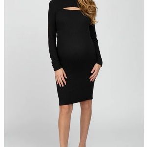 H&M Mama black keyhole maternity dress NWT